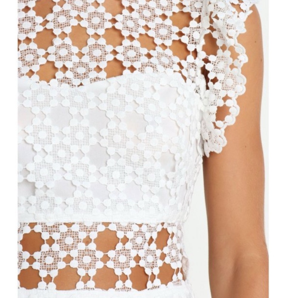 White Lace Midi Dress - Picture 2 of 4